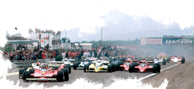 Gillrs tomó la punta en la arrancada sobre los Renault, sobre el Ferrari de Schoeckter y los Brabham