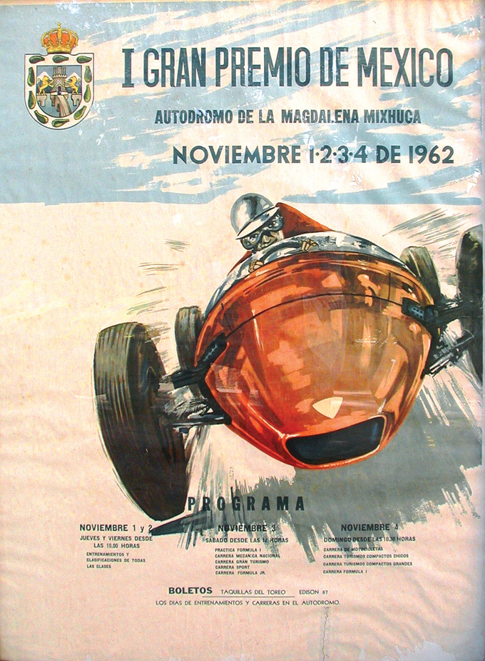 El cartel original del I GP de México era una copia del usado en la carrera de Fórmula Junior casi dos años antes