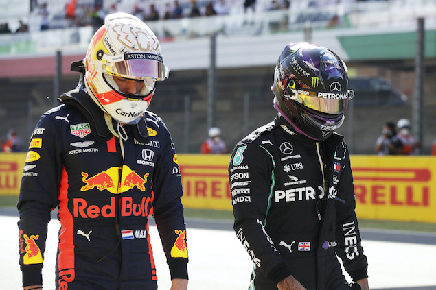 Hamilton (en foto), Ricciardo y Russell alcanzaron a Verstappen en las G(nt)F (FOTO: Luca Bruno/Red Bull Content Pool)