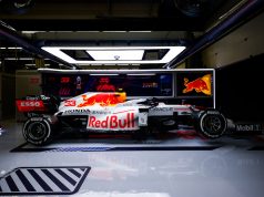 Decoración con la cual Red Bull, Checo Pérez y Max Verstappen honrarán a Honda en el GP de Turquía (FOTO: Mark Thompson/Red Bull Content Pool)