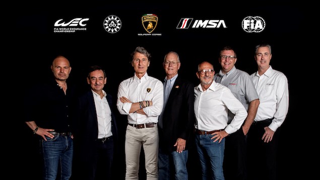 Los directivos de Lamborghini, IMSA, WEC y ACO (FOTO: Lamborghini)