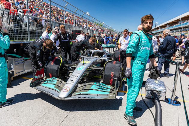 El auto de Lewis Hamilton (Mercedes AMG F1) en el previo del Gran Premio de Canadá de F1 2022 (FOTO: Arturo Vega para FASTMag)