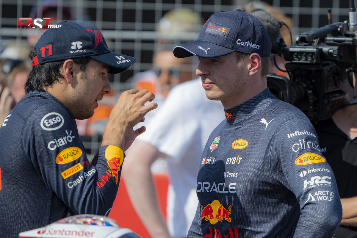 Sergio Pérez y Max Verstappen tras la calificación el GP de Francia de F1 2022 (FOTO: Piergiorgio Facchinetti para FASTMag)