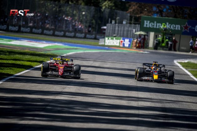 Charles Leclerc (Scuderia Ferrari) y Max Verstappen (Red Bull Racing) en la calificación del GP de Italia F1 2022 (FOTO: Daniele Benedetti para FASTMag)