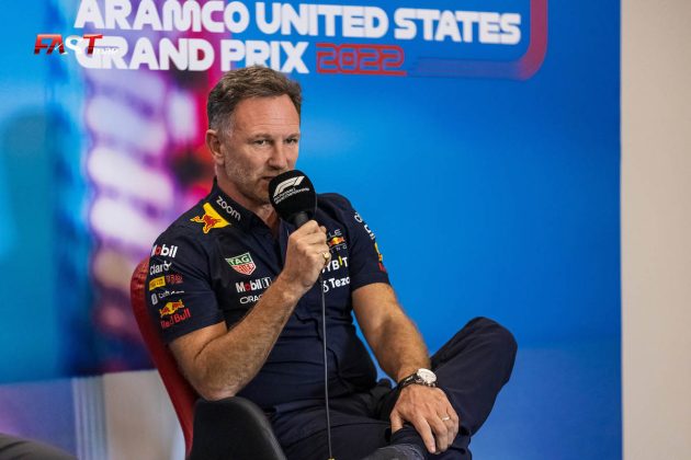 Christian Horner (Red Bull) en la rueda de prensa de jefes de equipo de FIA en el GP de Estados Unidos F1 2022 (FOTO: Arturo Vega para FASTMag)