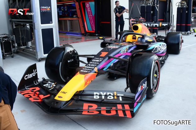 El auto de Max Verstappen antes de las prácticas de viernes en el Gran Premio de Miami 2023 de F1 (FOTO: Luis Ugarte para FASTMag)
