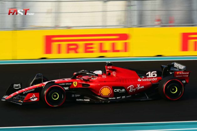 Charles Leclerc (Scuderia Ferrari) en las prácticas de viernes en el Gran Premio de Miami 2023 de F1 (FOTO: Luis Ugarte para FASTMag)