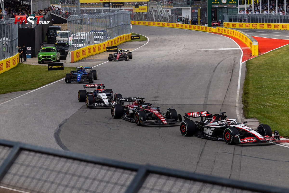 Nico Hulkenberg (Haas F1 Team) lidera un tren de autos en el Gran Premio de Canadá 2023 de F1 (FOTO: Arturo Vega para FASTMag)