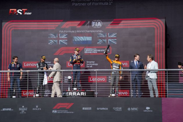Podio del Gran Premio de Estados Unidos F1 2023 (FOTO: Eduardo Rodríguez para FASTMag)