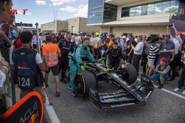 El auto de Lewis Hamilton (Mercedes-AMG F1) tras el GP de Estados Unidos F1 2023 (FOTO: Eduardo Rodríguez para FASTMag)