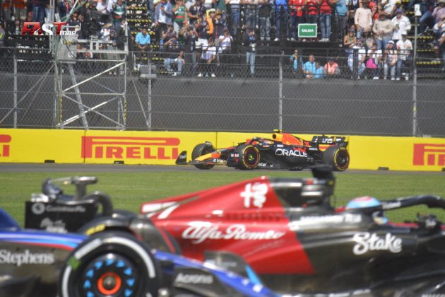 Sergio Pérez (Red Bull Racing) en el accidente de la primera vuelta del GP de Ciudad de México F1 2023 (FOTO: Carlos A. Jalife)