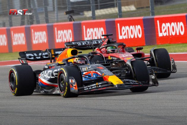 Max Verstappen (Red Bull Racing) y Charles Leclerc (Ferrari) en el arranque de la Carrera Sprint del GP de Estados Unidos F1 2023 (FOTO: Germán Muñiz para FASTMag)